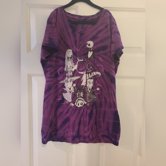 Disney Tim Burton's Nightmare Before Christmas T-shirt Purple Tie Dye, Size M - Picture 1 of 6